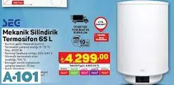 SEG MEKANİK SİLİNDİRİK TERMOSİFON 65 L SEG MEKANİK SİLİNDİRİK TERMOSİFON 65 L